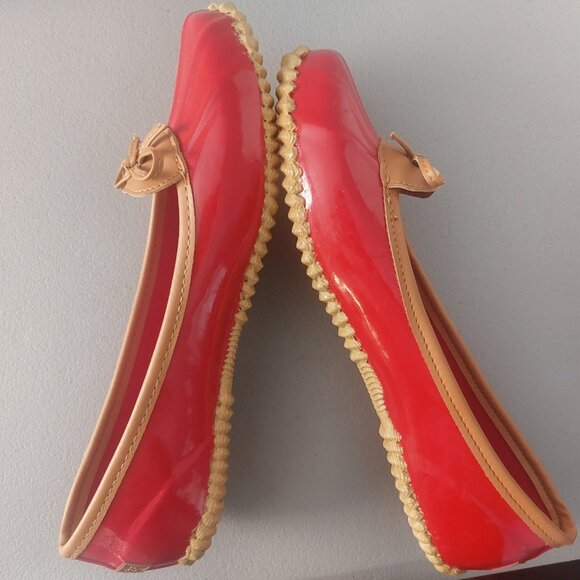 LONDON FOG Red Rubber Rain Shoes Slip On Flats Loafers Women 9 EUC Webster - Picture 14 of 14